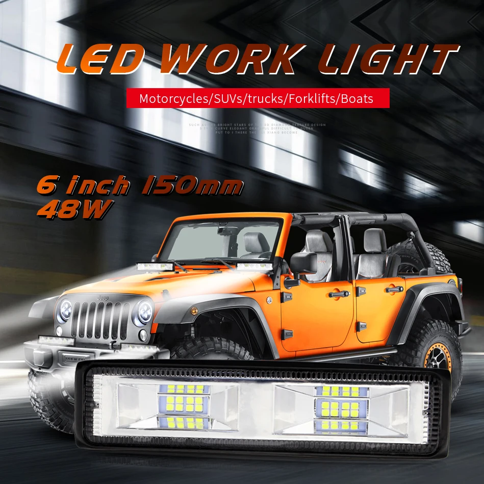 Dxz 1x 48W 6Inch LED Work Light Bar Combo Beam Car Driving Daytime Running Lamp Auto For Jeep SUV Truck Tractor Boat 6000K
Dxz 1x 48W 6Inch LED Work Light Bar Combo Beam Car Driving Daytime Running Lamp Auto For Jeep SUV Truck Tractor Boat 6000K