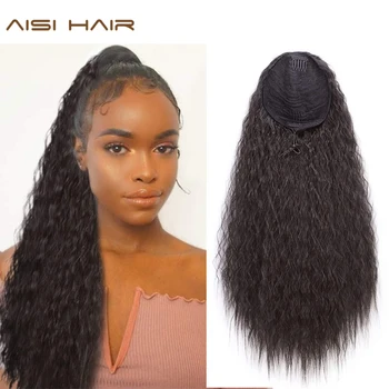 AISIHAIR Long Kinky Curly Ponytail Extension 22 Inch Synthetic Drawstring Corn Hair Pieces Clip in Ponytail for Women Black
AISIHAIR Long Kinky Curly Ponytail Extension 22 Inch Synthetic Drawstring Corn Hair Pieces Clip in Ponytail for Women Black