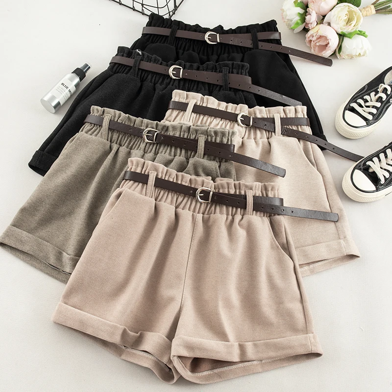 Woolen Autumn Winter Shorts Female High Waist Wide Leg Shorts With Sashes Female Formal Fashion Black Gray Shorts Bottoms
Woolen Autumn Winter Shorts Female High Waist Wide Leg Shorts With Sashes Female Formal Fashion Black Gray Shorts Bottoms
