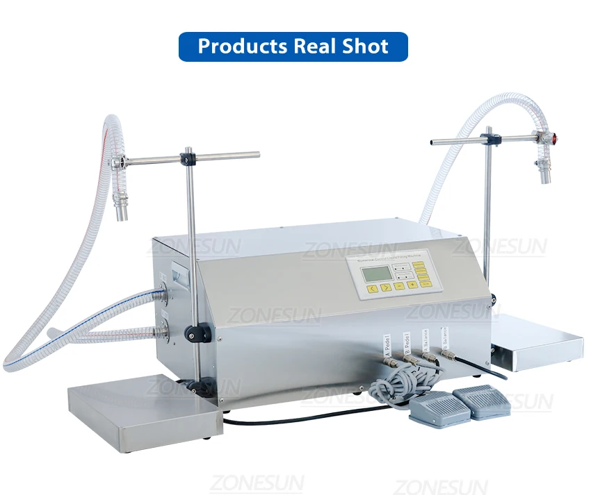 ZONEPACK ZS-GP262W Filling and Weighing Machine Gear Pump Engine Oil Double Heads Vial Bottle Filler