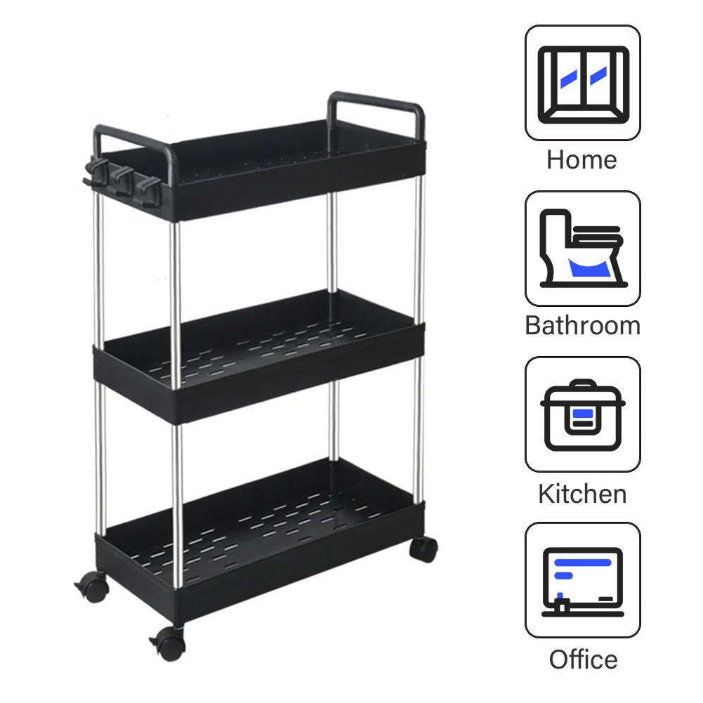 Slim Rolling Storage Cart with Handle 3-Tier Mobile Shelving Unit Bathroom Carts for Kitchen Bathroom Laundry Room Black
Slim Rolling Storage Cart with Handle 3-Tier Mobile Shelving Unit Bathroom Carts for Kitchen Bathroom Laundry Room Black