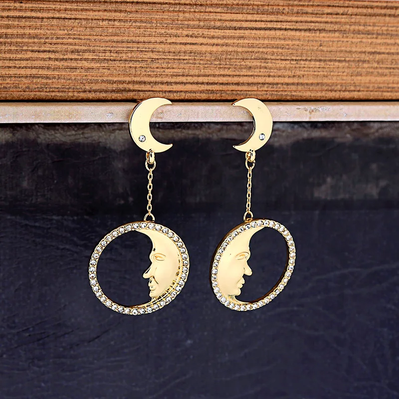 ZWPON Cold Style Geometric Circle Pave Crystal Drop Earrings Gold Moon Face Drop Earrings for Woman Fashion Jewelry
ZWPON Cold Style Geometric Circle Pave Crystal Drop Earrings Gold Moon Face Drop Earrings for Woman Fashion Jewelry