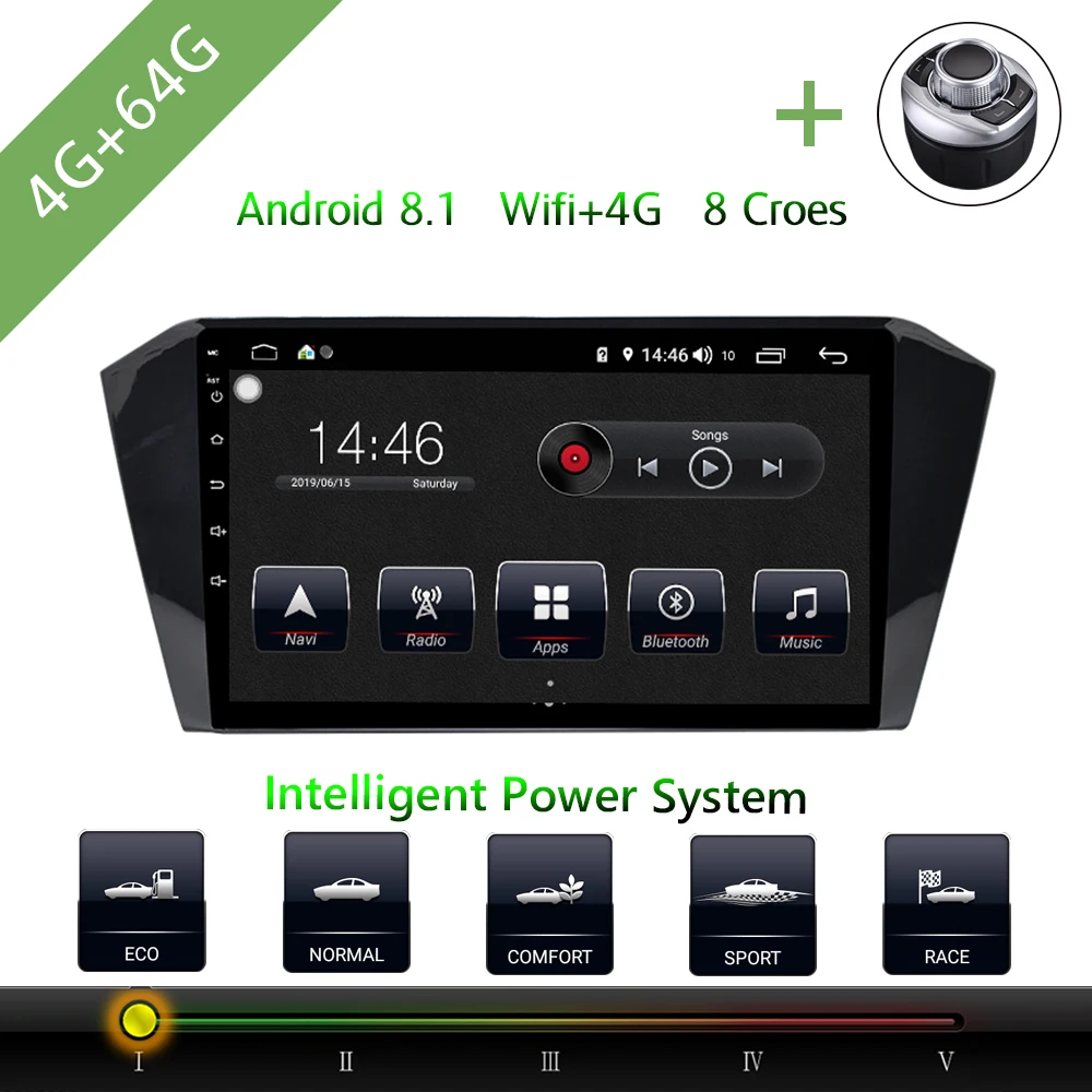 Автомобильный мультимедийный плеер 1 Din с Android 8 DVD для VW/Volkswagen Magotan /Passat B8 10 дюйма