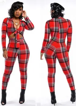 2020 Skinny Winter Jumpsuit Women V-neck Full Sleeve Plaid Print Rompers Sexy Lace Up Clubwear One Piece Jumpsuit Women Outfits 
2020 Skinny Winter Jumpsuit Women V-neck Full Sleeve Plaid Print Rompers Sexy Lace Up Clubwear One Piece Jumpsuit Women Outfits