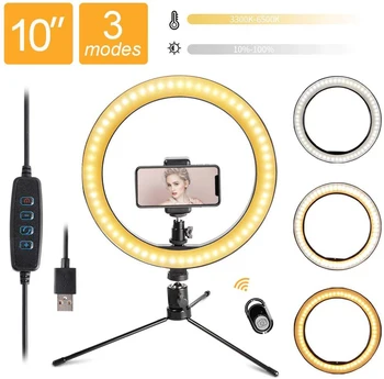 10.2" Desktop Selfie Ring Light with Tripod Stand and Phone Holder& Remote for YouTube Video/Live Stream/Makeup/Photography
10.2" Desktop Selfie Ring Light with Tripod Stand and Phone Holder& Remote for YouTube Video/Live Stream/Makeup/Photography