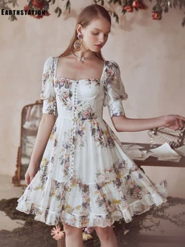Sexy square collar single row button decoration retro printing dress ladies summer new style waist temperament big swing
Sexy square collar single row button decoration retro printing dress ladies summer new style waist temperament big swing
