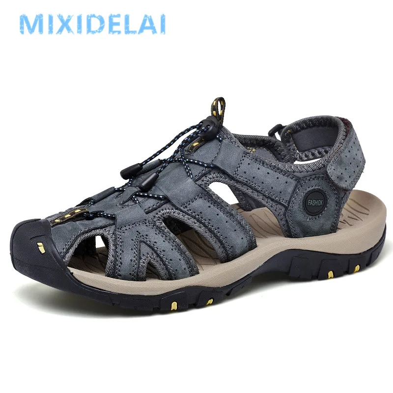 Фото New Men Shoes Genuine Leather Sandals Summer Causal Beach Man Fashion Outdoor Casual Sneakers Size 38-48 | Обувь