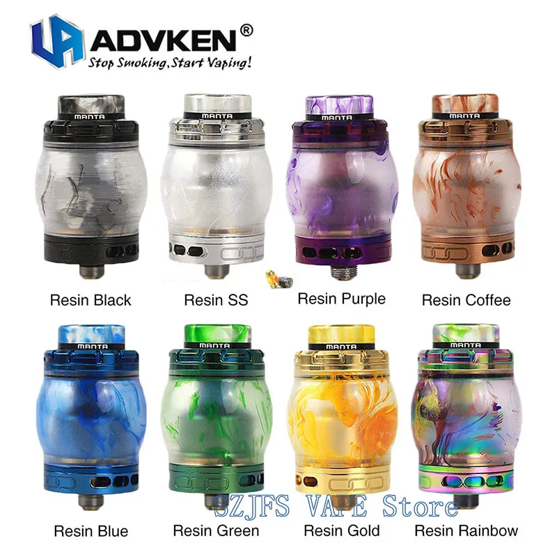 Advken Manta RTA Resin Version 4.5ml Tank 24mm RTA w/ Resign 810 Drip Tip & Dual Coil Build Deck Vape Tank Vs Zeus Dual kylin m
Advken Manta RTA Resin Version 4.5ml Tank 24mm RTA w/ Resign 810 Drip Tip & Dual Coil Build Deck Vape Tank Vs Zeus Dual kylin m