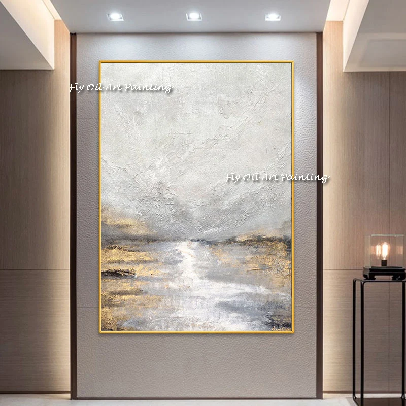 

The 100%Handmade River View Abstract Art Oil Painting Wall Canvas Paintings Corridor Picture Living Room Decoration Frameless