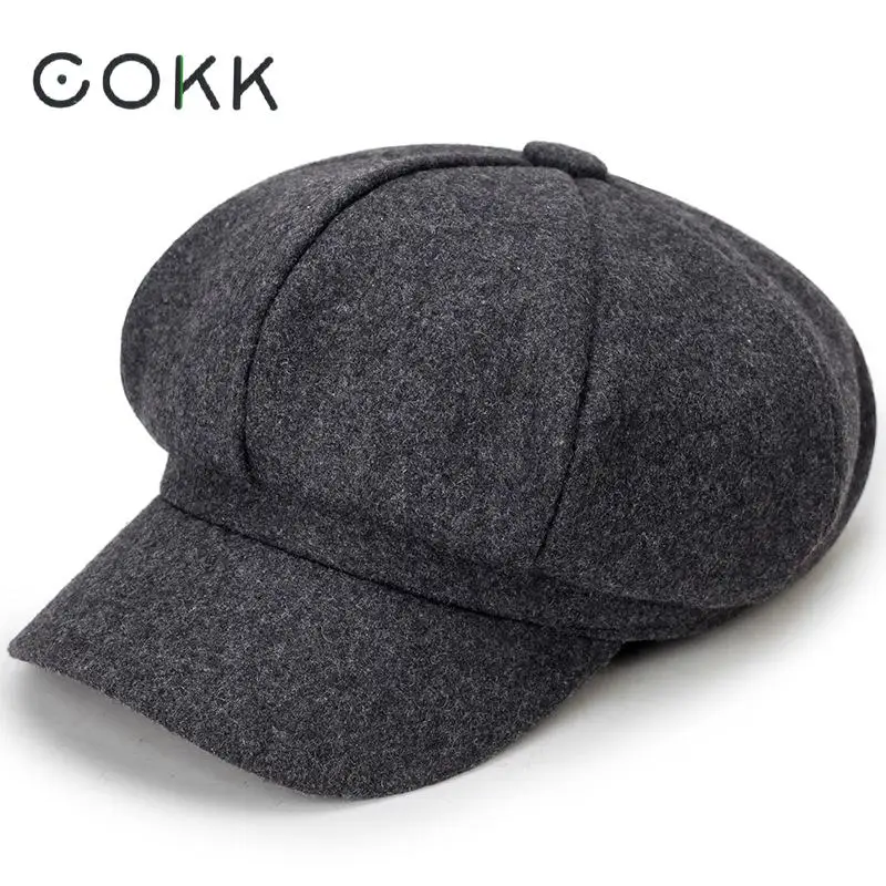 

COKK New Fashion Octagonal Hats For Women Classic Newsboy Caps Men Vintage Artist Painter Peaked Cap British Style Unisex Beret