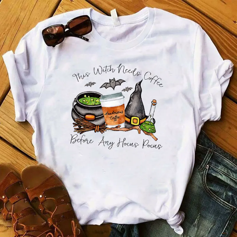 Women T Shirt Womens Graphic Witch Coffee Hocus Pocus Fall Halloween Thanksgiving Tee Shirt Ladies Top Tshirt Female Clothes T-s
Women T Shirt Womens Graphic Witch Coffee Hocus Pocus Fall Halloween Thanksgiving Tee Shirt Ladies Top Tshirt Female Clothes T-s