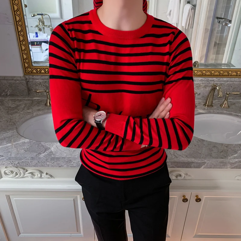 Knitting Garment Stripe False Two Paper Sweater Men British Style Autumn Comfortable Turtleneck Casual Mens Sweater Long Sleeve
Knitting Garment Stripe False Two Paper Sweater Men British Style Autumn Comfortable Turtleneck Casual Mens Sweater Long Sleeve