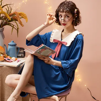 New Women Summer Sleep Shirt Solid Night Dress Homewear Student Nightgown Bow Casual Nightdress Lingerie Sweet Girl Night Gown
New Women Summer Sleep Shirt Solid Night Dress Homewear Student Nightgown Bow Casual Nightdress Lingerie Sweet Girl Night Gown