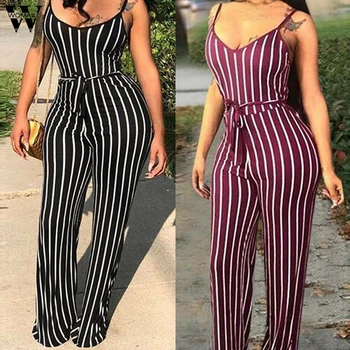 Womail bodysuit Women Stripe Sleeveless long Jumpsuit Ladies Romper Loose Fashion Wide Leg Playsuit holiday Workwear 2019 J727 
Womail bodysuit Women Stripe Sleeveless long Jumpsuit Ladies Romper Loose Fashion Wide Leg Playsuit holiday Workwear 2019 J727