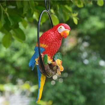 Hanging Parrot Statue Perch on Metal Ring Garden Sculpture Outdoor Landscape 
Hanging Parrot Statue Perch on Metal Ring Garden Sculpture Outdoor Landscape