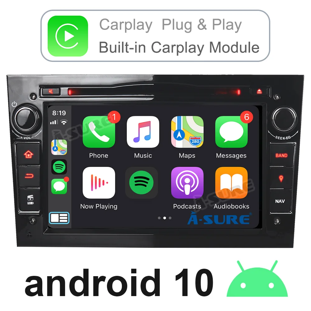 Автомобильный радиоприемник A Sure 7 дюймов 2 Din Carplay DSP Android 10 0 GPS DVD плеер навигация