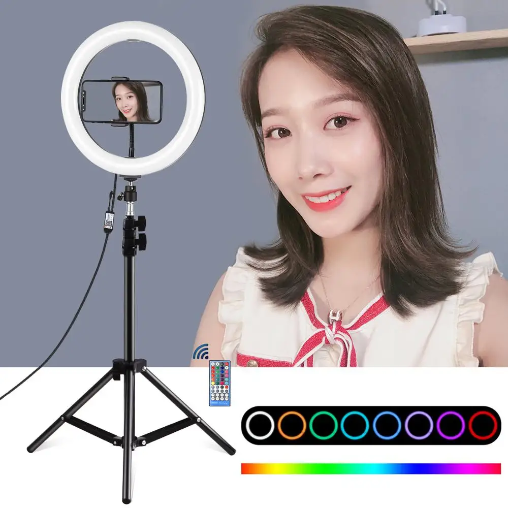 10.2 inch RGBW Dimmable LED Ring Light Kits Vlogging Photography Video Light APP Remote Control for YouTube Facebook Live Twitch
10.2 inch RGBW Dimmable LED Ring Light Kits Vlogging Photography Video Light APP Remote Control for YouTube Facebook Live Twitch