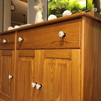 Ceramic Single Hole Furniture Handle Clock Digital European Pattern Retro Cabinet Door Drawer Button Handle Home Improvement Har