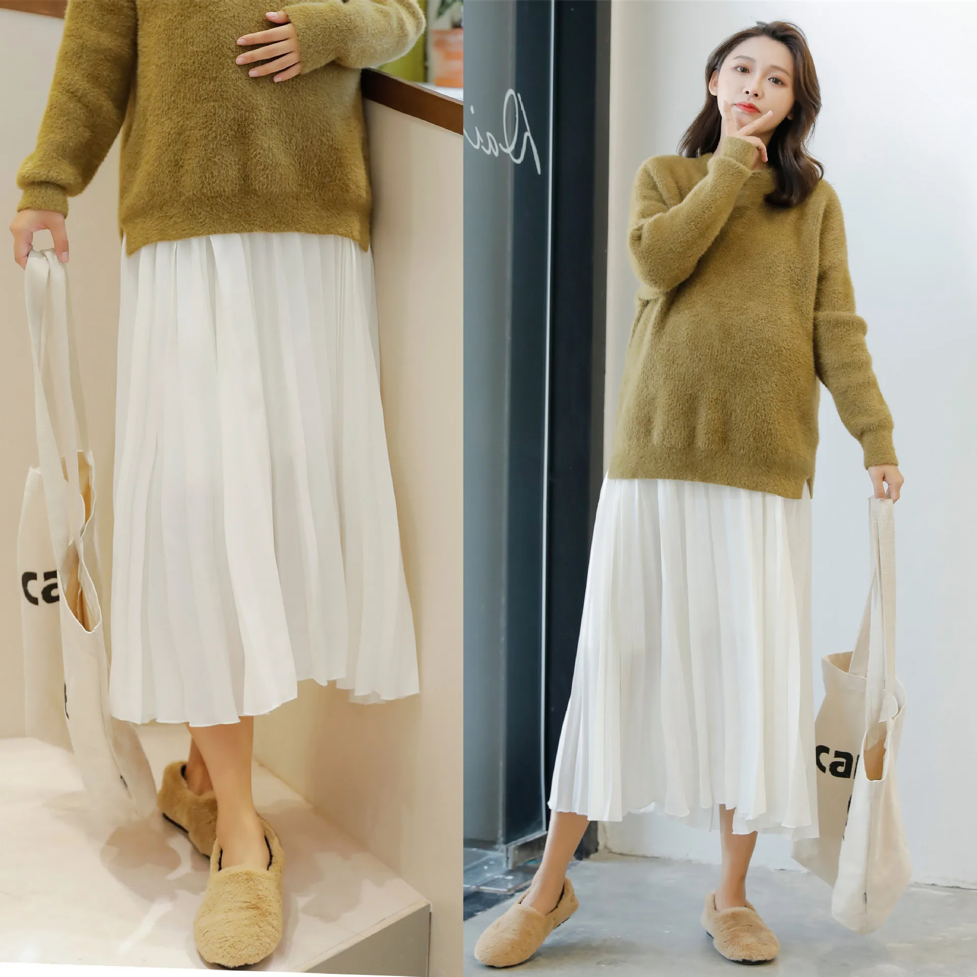 2019 Autumn And Winter New Style High-waisted Regulation Pleated White Mid-length Maternity Dress Chiffon Fairy Pregnant Women S
2019 Autumn And Winter New Style High-waisted Regulation Pleated White Mid-length Maternity Dress Chiffon Fairy Pregnant Women S