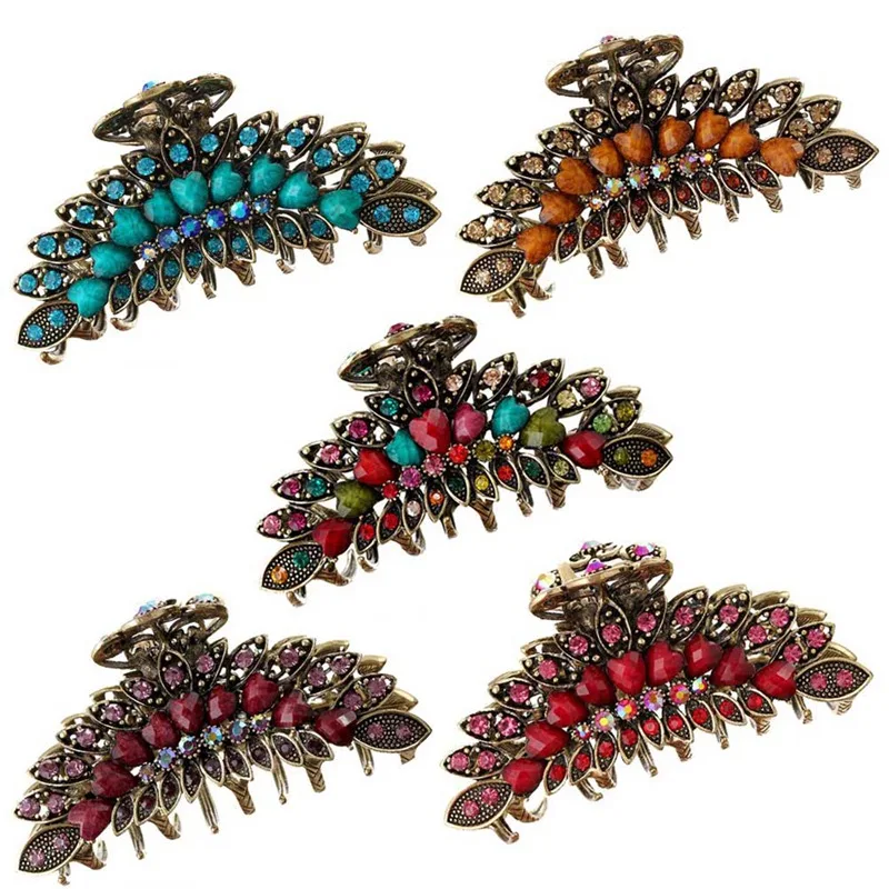 

1 PC Vintage Elegant Big Crystal Hair Jaw Clip Claw Hairband Pin Barrette Hairpin Headdress Accessories Beauty Styling Tools
