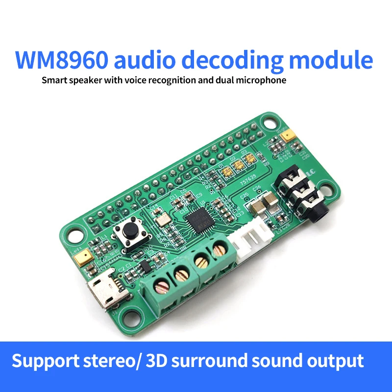 WM8960 Hi-Fi звуковая шляпа "карта" для Raspberry Pi стерео кодека Play/Record I2S Port Dual Micphone
