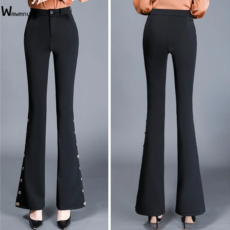 Black Slim Office Flare Pants For Women Casual High Waist Stretch Bell Bottom Trousers Formal Work Side Split Skinny Flare Pants
Black Slim Office Flare Pants For Women Casual High Waist Stretch Bell Bottom Trousers Formal Work Side Split Skinny Flare Pants