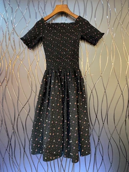 2020 Spring and Summer New Women's off-Shoulder Printed Pleated Decorative Slim A- Shaped Micro-Peng Short-Sleeve Dress 638 
2020 Spring and Summer New Women's off-Shoulder Printed Pleated Decorative Slim A- Shaped Micro-Peng Short-Sleeve Dress 638