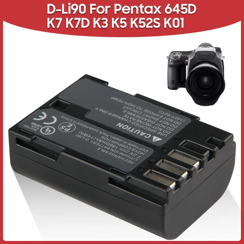 Original Replacement Battery 1860mAh D-Li90 For Pentax 645D K7 K7D K3 K5 K52S K01 Camera Batteries
Original Replacement Battery 1860mAh D-Li90 For Pentax 645D K7 K7D K3 K5 K52S K01 Camera Batteries