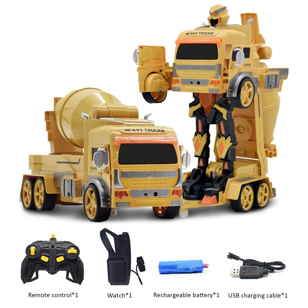 Gesture-sensing Remote-controlled Deformation Car Mixer Truck Engineering Vehicle 2.4GHz Deformation Robot