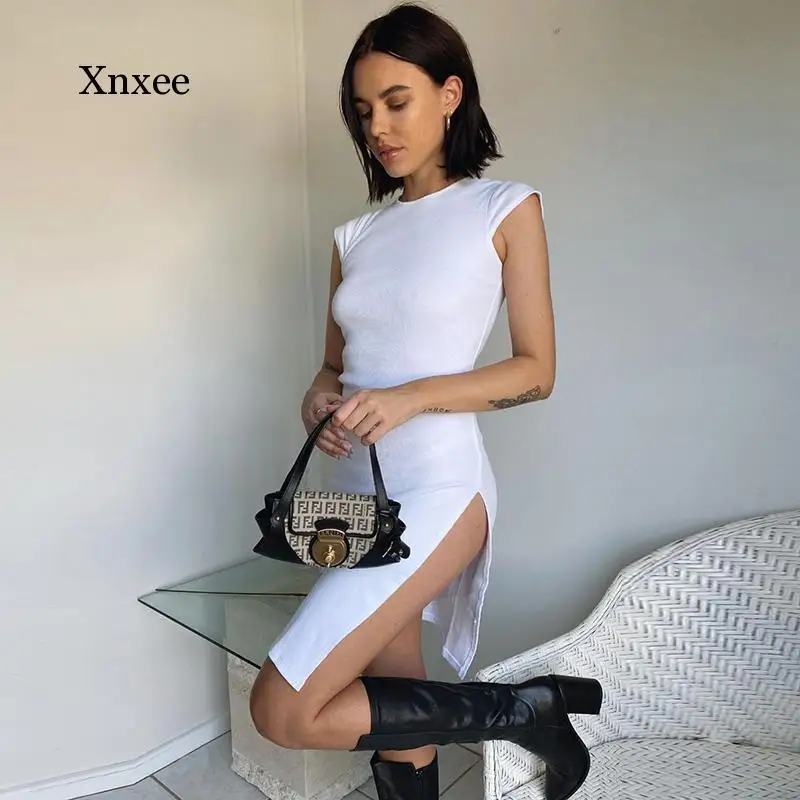 White Hight Split Hem Bodycon Dress Women Short Sleeve Summer Fashion Sexy Women Party Dresses Commute Slim Elasti Clothes
White Hight Split Hem Bodycon Dress Women Short Sleeve Summer Fashion Sexy Women Party Dresses Commute Slim Elasti Clothes