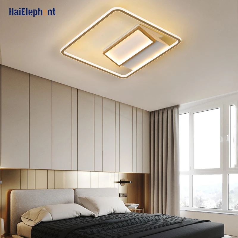 

Modern Chandelier LED Lights Square Black Golden Lamps Home Deco Lighting Luminaire Fixtures For Bedroom Living Room AC90-260V