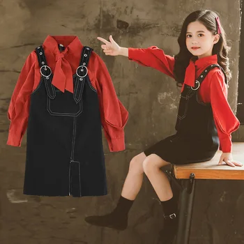 2020 Spring 2pcs set Red Cotton Tie Blouse & Strap Dresses Suit Children's Suspender Dress Kids Girls Clothing Age 5 10 11 12 13
2020 Spring 2pcs set Red Cotton Tie Blouse & Strap Dresses Suit Children's Suspender Dress Kids Girls Clothing Age 5 10 11 12 13