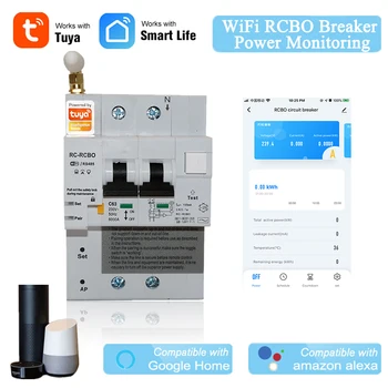 Din Rail Tuya Smart RCBO Circuit Breaker with Energy Monitoring 2P WiFi RCBO MCB Leakage Current Protection Alexa Compatible
Din Rail Tuya Smart RCBO Circuit Breaker with Energy Monitoring 2P WiFi RCBO MCB Leakage Current Protection Alexa Compatible