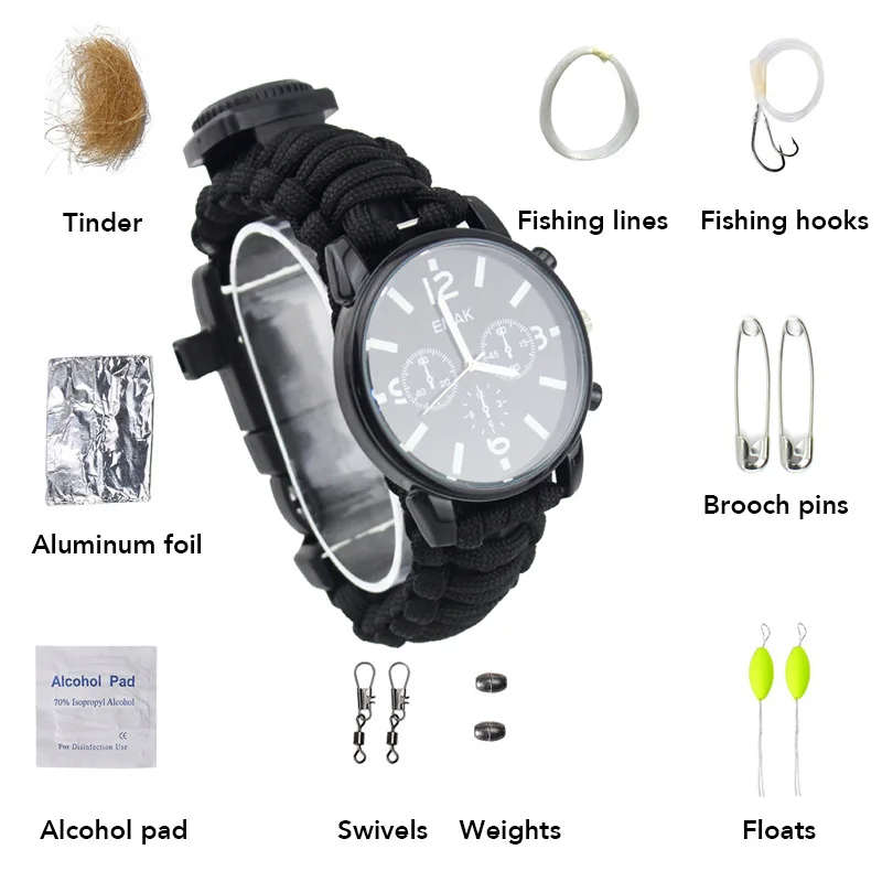 Men Fashion Waterproof Shock-resistant Mountain Climbing Sports Electronic Multi-functional Watch Tool Kit Survival Watch
Men Fashion Waterproof Shock-resistant Mountain Climbing Sports Electronic Multi-functional Watch Tool Kit Survival Watch