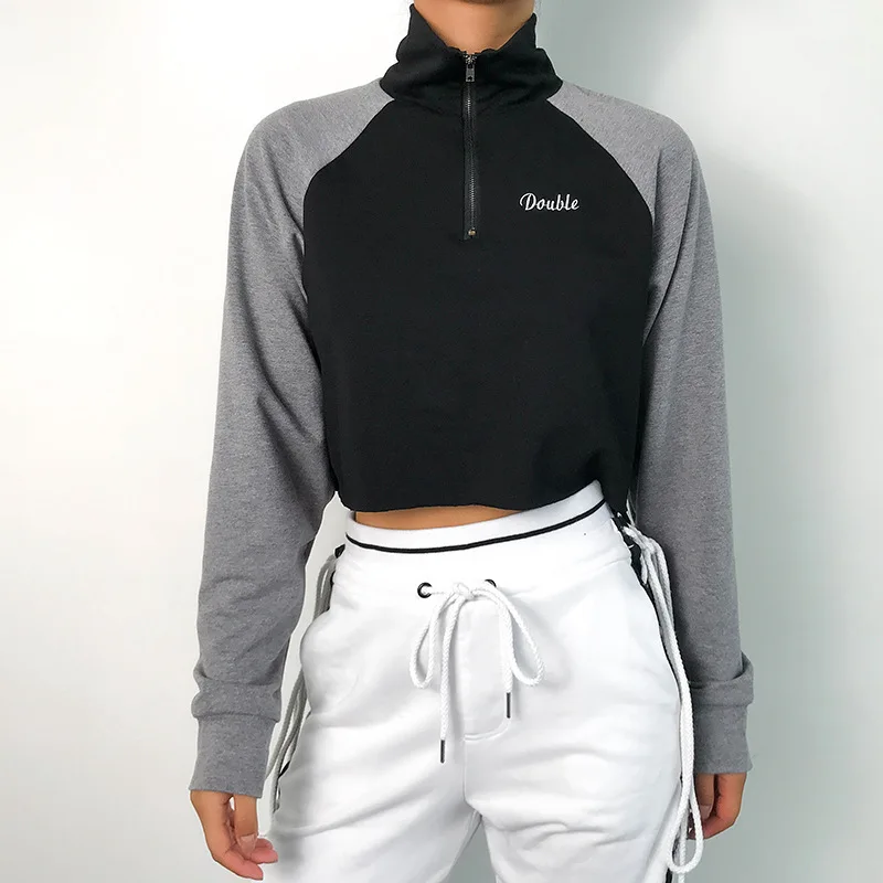 Patchwork Letter Embroidery Hoodies Women Casual Cropped Long Sleeve Pullover Sweatshirt Spring Autumn Knitted Black Hoodies 
Patchwork Letter Embroidery Hoodies Women Casual Cropped Long Sleeve Pullover Sweatshirt Spring Autumn Knitted Black Hoodies