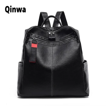 Women's Backpack 2020 New Luxury High Quality Leather Youth Girl School Bag Multifunctional Travel Bag Black Solid Color 
Women's Backpack 2020 New Luxury High Quality Leather Youth Girl School Bag Multifunctional Travel Bag Black Solid Color
