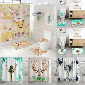 Cross Border Yellow Base Hualu Printed Waterproof Shower Curtain Four-piece Set Toilet Mat Set yu shi lian Amazon Home Hot Selli
Cross Border Yellow Base Hualu Printed Waterproof Shower Curtain Four-piece Set Toilet Mat Set yu shi lian Amazon Home Hot Selli