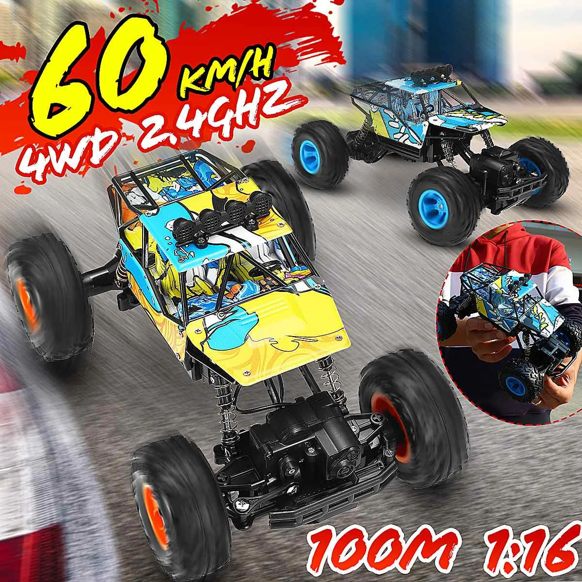 1:16 60Km/h 4WD RC Remote Control Off Road Cars Vehicle 2.4Ghz Crawlers Electric Monster Truck RC Toys
1:16 60Km/h 4WD RC Remote Control Off Road Cars Vehicle 2.4Ghz Crawlers Electric Monster Truck RC Toys