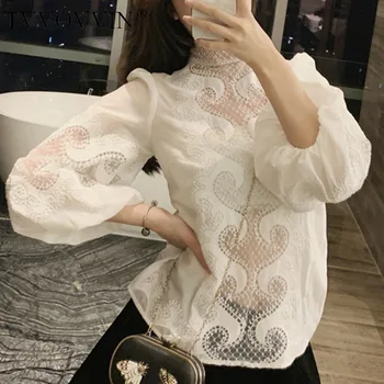 TVVOVVIN 2020 New Long-sleeve Lantern Patchwork Embroidery Casual Loose Women's Stand Collar Shirt Transparent Streetwear A087
TVVOVVIN 2020 New Long-sleeve Lantern Patchwork Embroidery Casual Loose Women's Stand Collar Shirt Transparent Streetwear A087