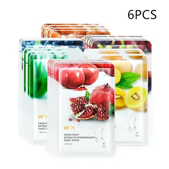 PF79 6pcs Sheet Masks Skin Care Fresh Fruit Facial Mask Moisturizing Oil Control Blackhead Remover Wrapped Mask Face Care Mask