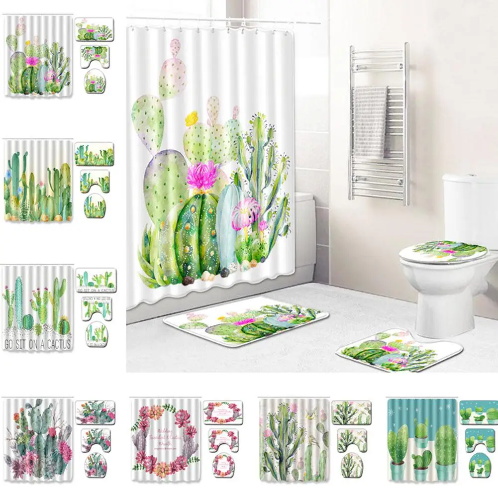 TWISTER.CK Succulent Plants Pattern Shower Curtain+Floor Mat+Toilet Seat Cover+Foot Pad Cactus Shower Curtain Floor Bathroom Mat
TWISTER.CK Succulent Plants Pattern Shower Curtain+Floor Mat+Toilet Seat Cover+Foot Pad Cactus Shower Curtain Floor Bathroom Mat