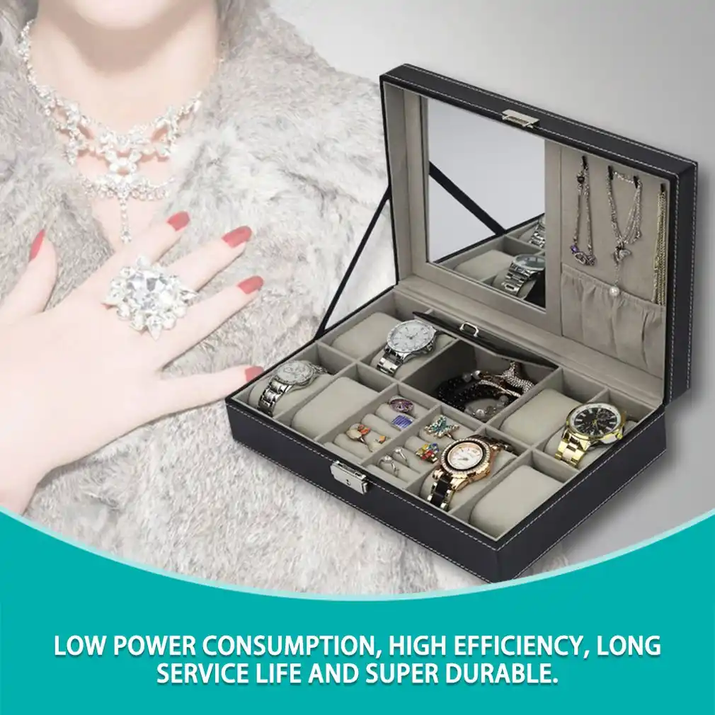 2/6/10/12 girds leather/carbon fiber watch box jewelry storage