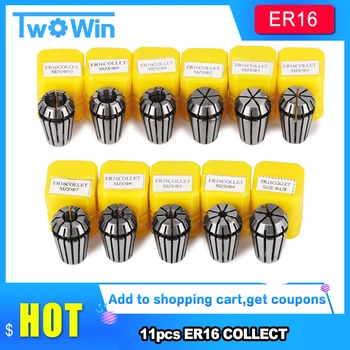 ER16 Collet Set 11pcs Chuck From 1mm to 10mm Beating 0.1MM Precision For CNC Milling Lathe Tool and Spindle Motor
ER16 Collet Set 11pcs Chuck From 1mm to 10mm Beating 0.1MM Precision For CNC Milling Lathe Tool and Spindle Motor