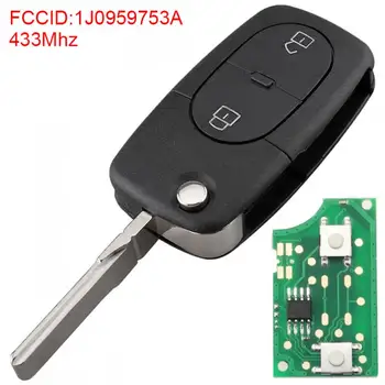 

1pcs 433Mhz 2 Buttons Replacement Car Remote Key Fob with ID48 Chip 1J0959753A fit for VW Volkswagen / Passat / Golf MK4