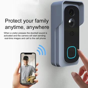 Battery Powered WiFi Video Doorbell Cloud Storage Anti Theft Motion Detection Wireless Security Wide Angle Electronic Waterproof