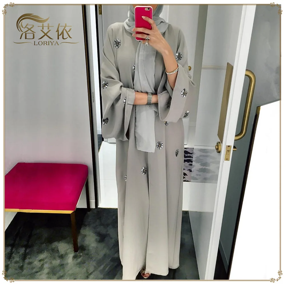 

Muslim Embroidery Cardigan Abaya Full Dress Kimono Long Robe Gowns Tunic Jubah Katfan Middle East Ramadan Arab Islamic Clothing