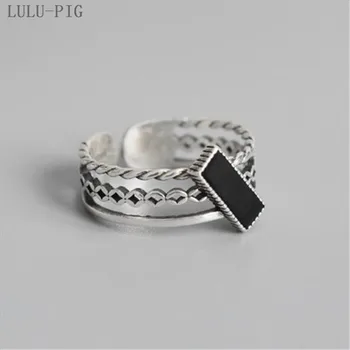 LULU-PIG Hot new 925 silver Korean version double twist retro black dripping plastic rectangular ring KJZ-0541
LULU-PIG Hot new 925 silver Korean version double twist retro black dripping plastic rectangular ring KJZ-0541