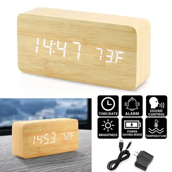 Stylish Multifunctional LED Alarm Clock Creative Wooden USB Power Supply Digital Alarm Clock With Voice Control
Stylish Multifunctional LED Alarm Clock Creative Wooden USB Power Supply Digital Alarm Clock With Voice Control