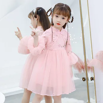 Kids Princess Dress Red Pink Cotton or Fleece Lining Chinese Cheongsam Dress Rural Style Retro Embroidery Party Tulle Dress 3-12
Kids Princess Dress Red Pink Cotton or Fleece Lining Chinese Cheongsam Dress Rural Style Retro Embroidery Party Tulle Dress 3-12
