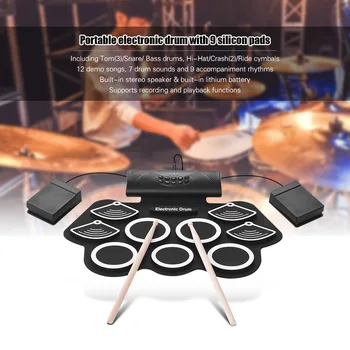 Compact Size USB Roll-Up Silicon Drum Set Digital Electronic Drum Kit 7 Drum Pads with Drumsticks Foot Pedals for Beginners
Compact Size USB Roll-Up Silicon Drum Set Digital Electronic Drum Kit 7 Drum Pads with Drumsticks Foot Pedals for Beginners
